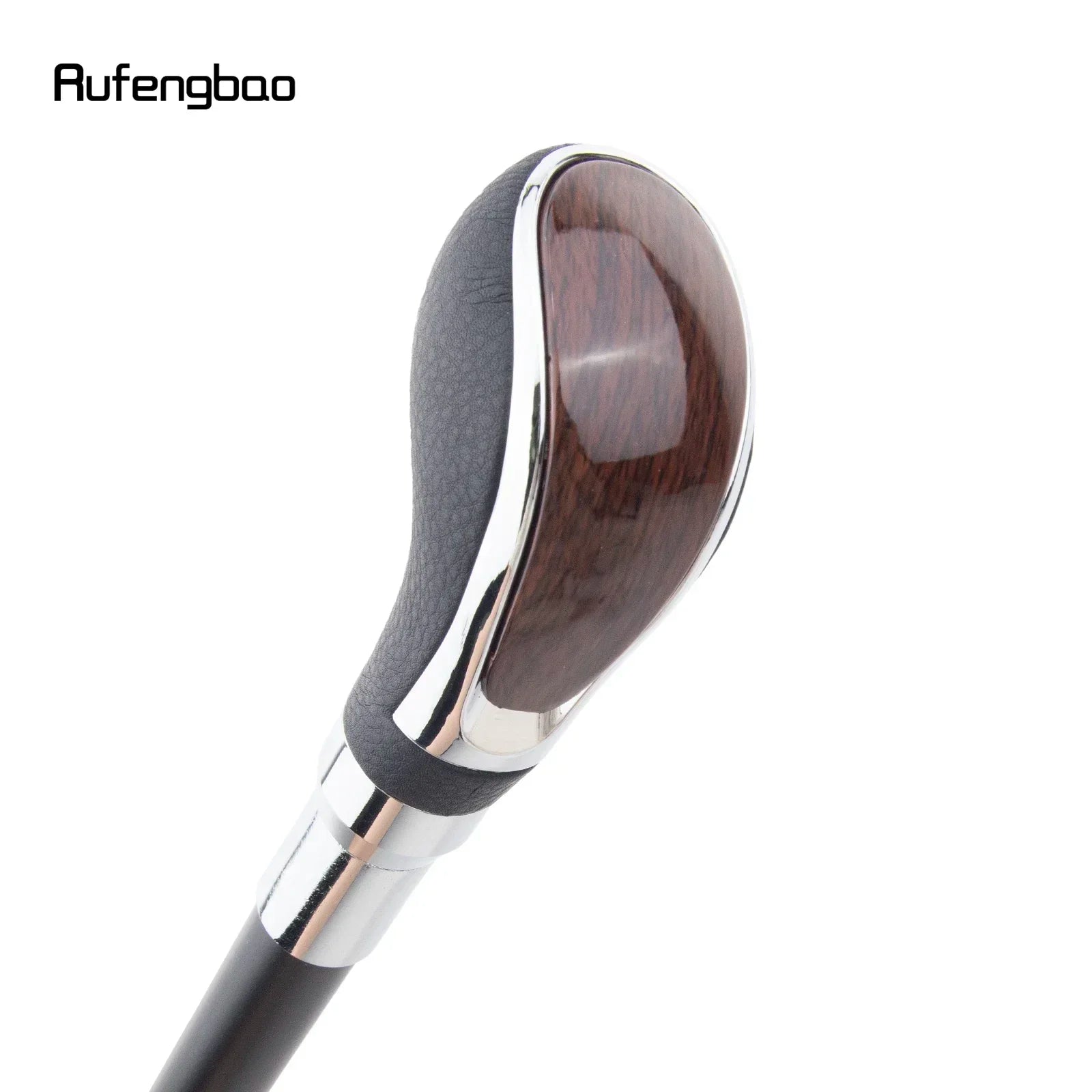 Black Leather Brown Wooden Silver Walking Cane Fashion Decorative Walking Stick Gentleman Elegant Cosplay Cane Crosier 93cm