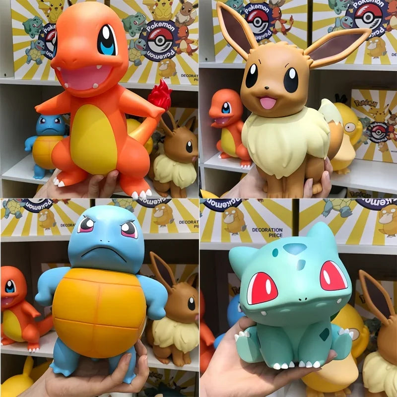 2025 New Hot Pokemon Pikachu Doll Model Large Figure Charmander Eevee Porkby Squirtle Ornament Figurine Younth Toy Collects Gift