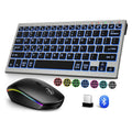 Kabellose Tastatur- und Mauskombination, Bluetooth, RGB-Hintergrundbeleuchtung, leise, schlank, kompakt, Schere, wiederaufladbar, 2,4 G, USB, für PC, Laptop, iPad, Mac