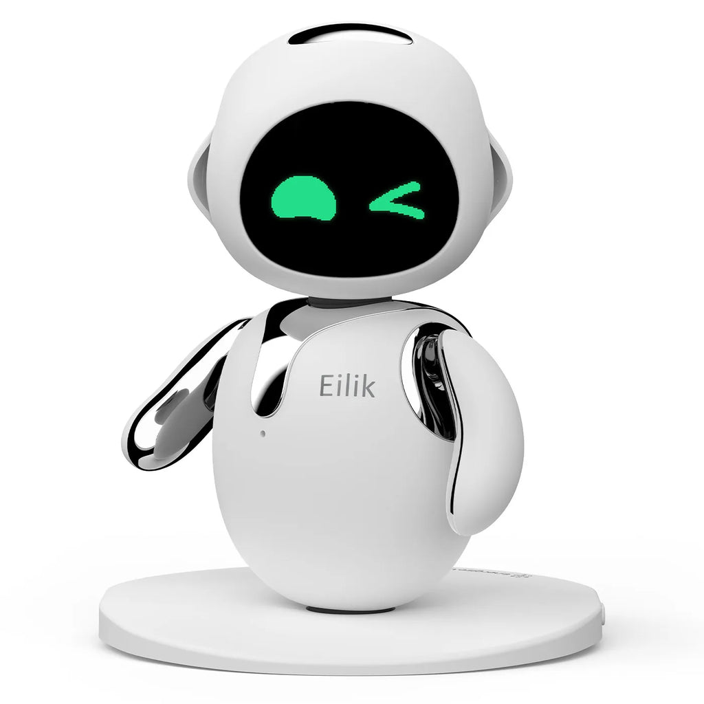 Eilik Chrome Silver - Touch Interactive Desk Companion Toys, Cute Robot Pets with Abundant Emotions. Funny Animations&Mini-Games