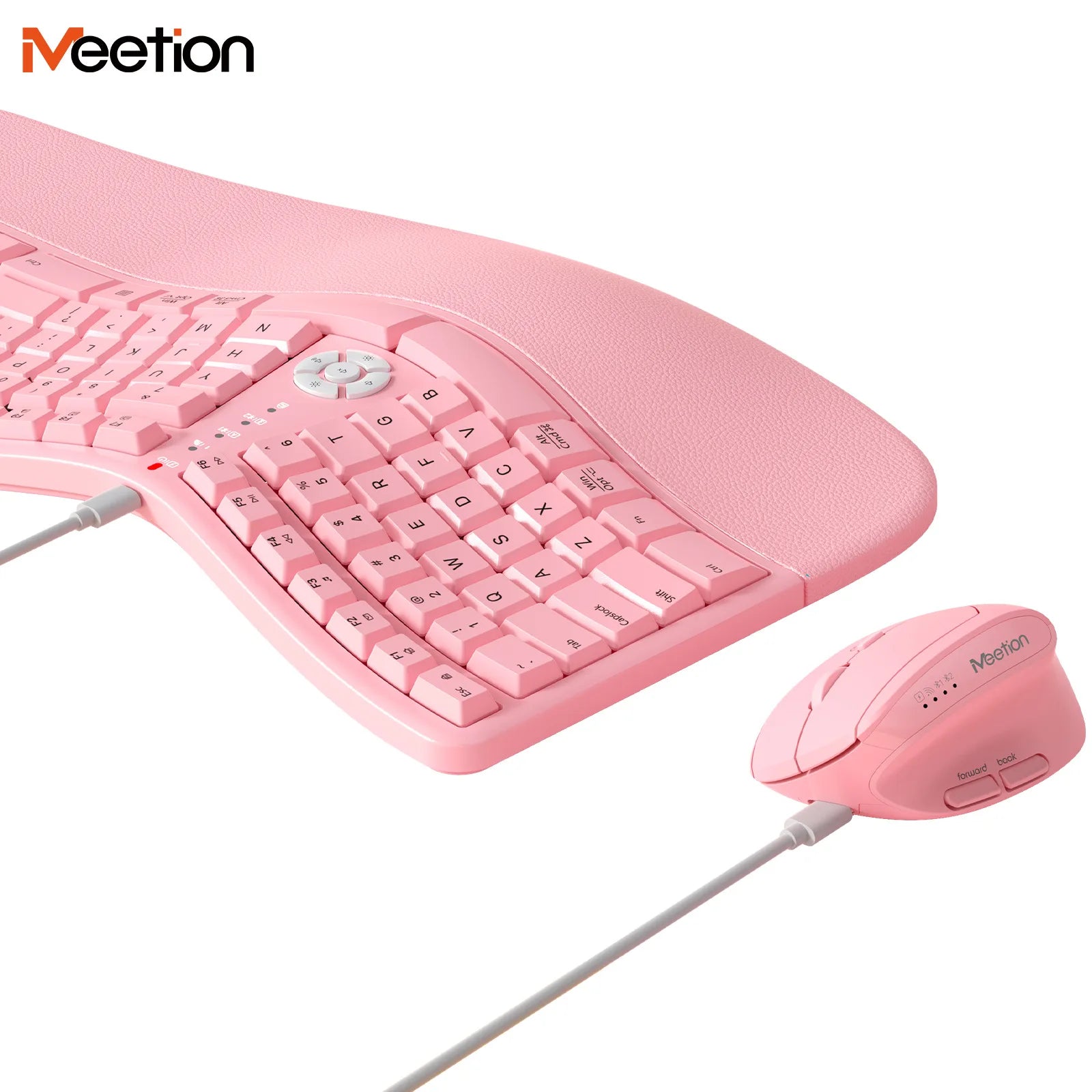 Premium Ergonomic Dual Mode Keyboard Mouse Combo | 2.4G+Bluetooth Rechargeable | Wrist Rest & Multimedia Keys | 3 Colors