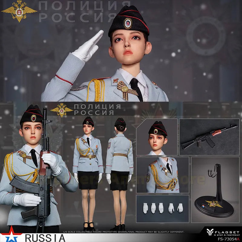 JEU [Ready Stock] FLAGSET 1/6 Female Soldier Figure Model Russian Armed Forces Action Figure 73054
