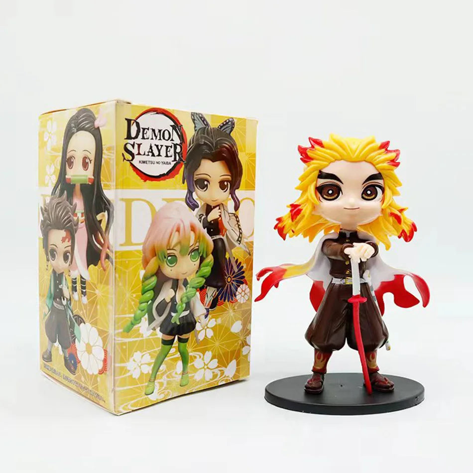 Demon Slayer Q Version Anime Figures 8Pcs Set Tanjiro Nezuko Hashira Collection PVC Model Birthday Christmas Gift for Kids