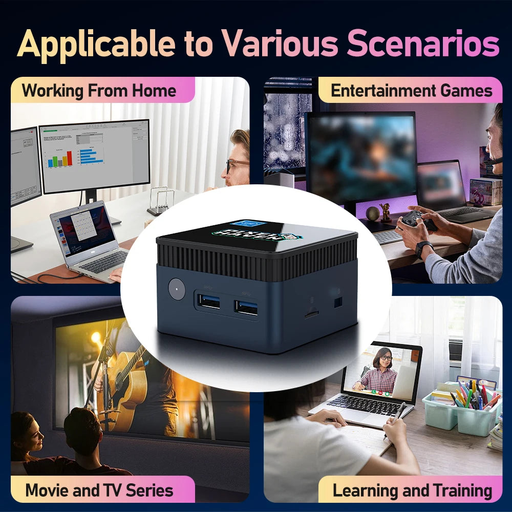 JMachen Pixel Haven Mini PC Box  Intel N100 with 38200+Games for PS3/2/1/PSP/MAME/Wii Plug and Play Windows 11&Retrobat&Playnite