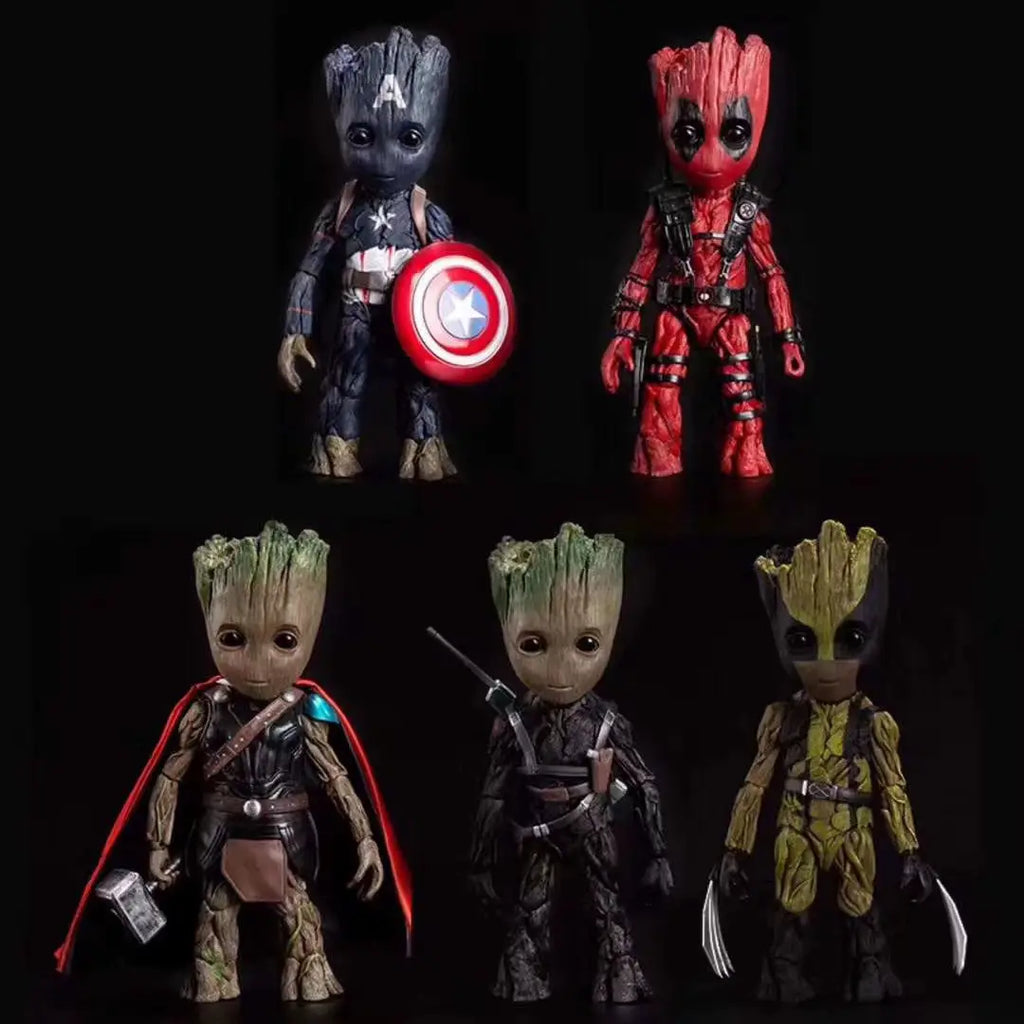 25cm Marvel Groot Cos Deadpool Wolverine Series Action Figure Hawkeye Movable Joint Figures Boy Toys Ornaments Birthday Gift