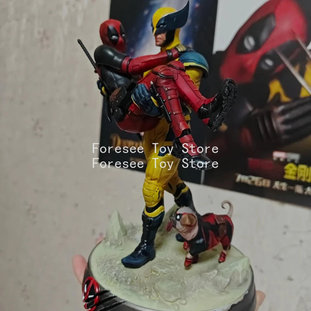 Wolverine Deadpool Anime Figure 1/4 Marvel Cuddle Collection Model Comics Figure Resin Desktop Ornament Gifts Children Toys