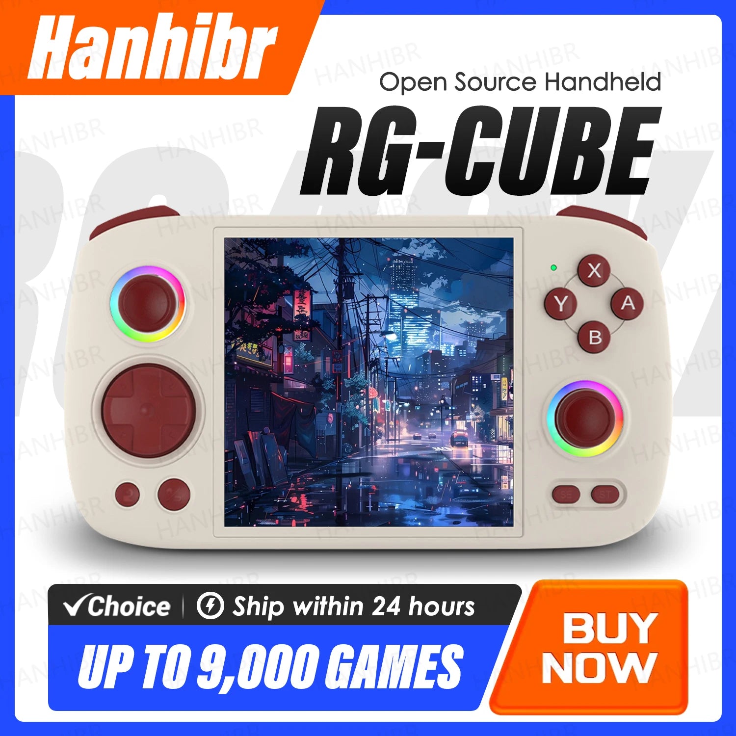 ANBERNIC RG Cube Handheld Game Console 3.95'' IPS Touch Screen Android13 RGB Lighting Effect RGCUBE Streaming Retro Video Player