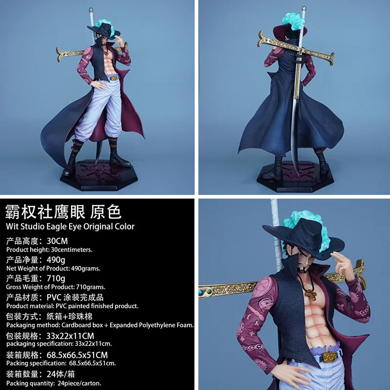 New 28cm ONE PIECE Anime Figures Dracule Mihawk Figures Eagle Eye Display PVC Model Statue Collectible Decoration Boys Toy Gifts