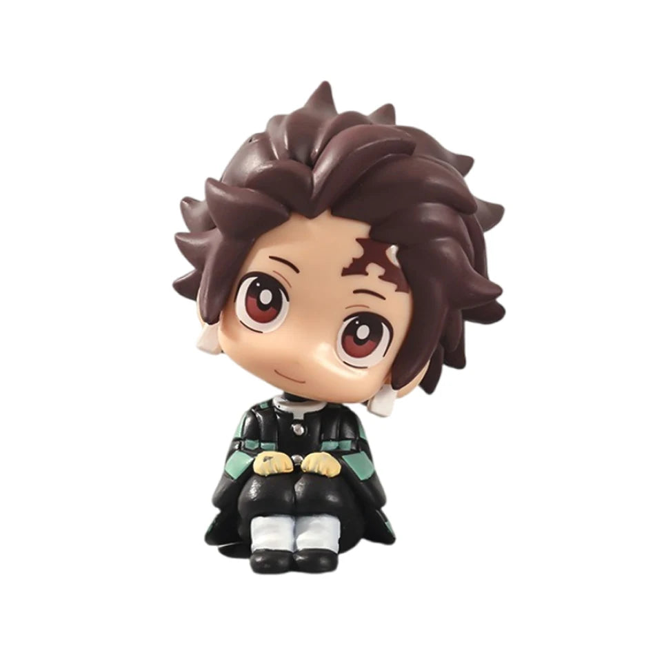 Anime Cute Q Versão Demon Slayer Action Figure Sentada Tanjiro Kamado Nezuko PVC Action Model Kid Toy Gift 8/9cm