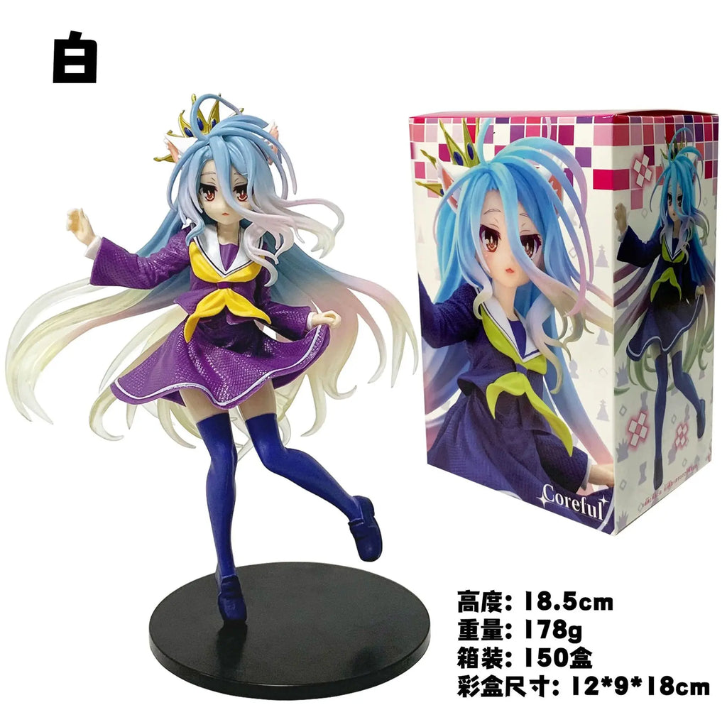 18.9cm Anime No Game No Life Figure Shiro Figure Cat Ear School Uniform Ver Figure Toy Gift Collection Aciton Figure PVC