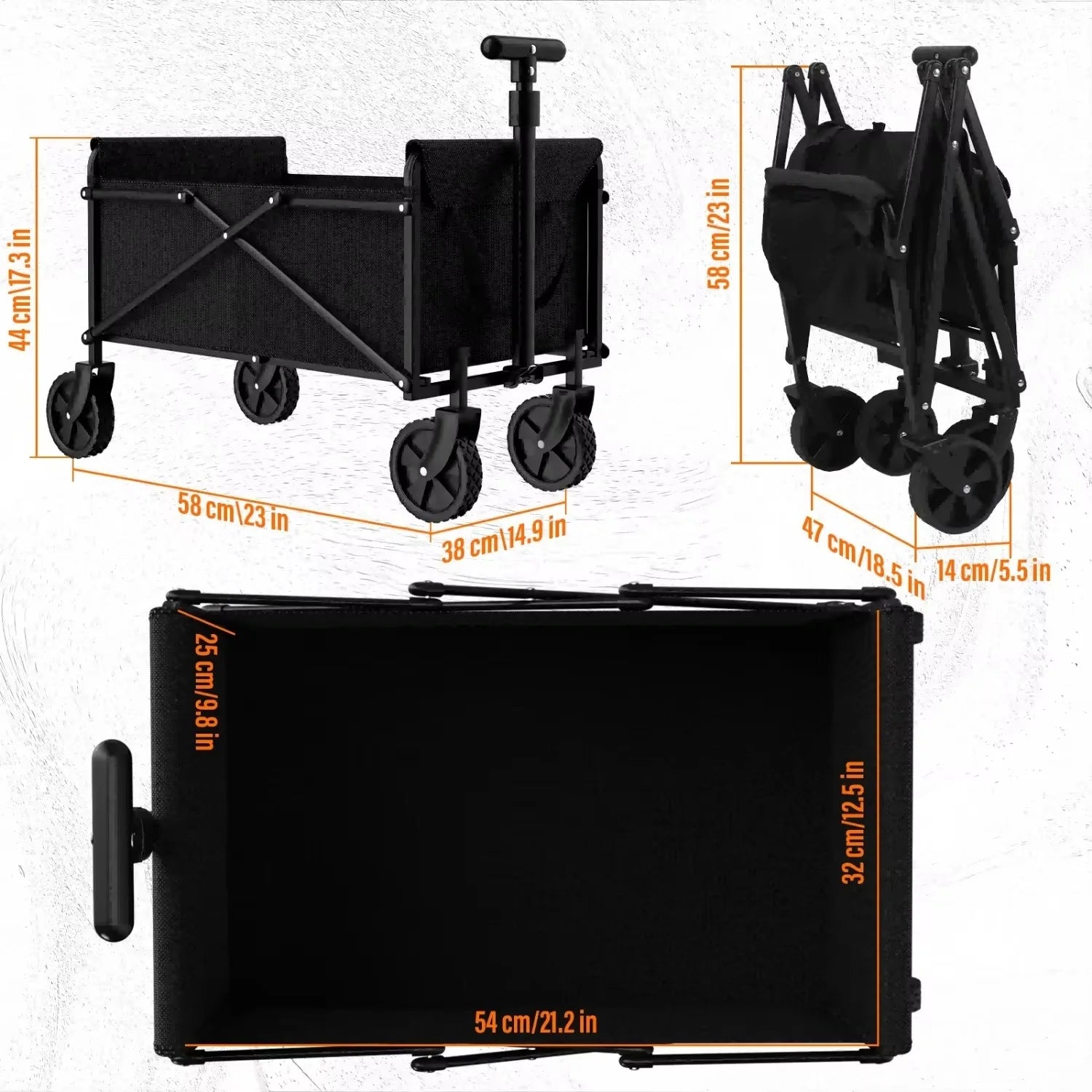 Foldable Garden Wagon Cart Portable Camping Trolley ,Outdoor Multi-function Foldable Carts Wagon for Beach or Shopping Utility