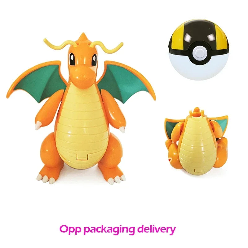 Pokemon Action Figure Transformer Doll Pokeball Figurine Poke Ball Deform Pikachu Greninja Lucario Mew Snorlax Lapras Kids Toy