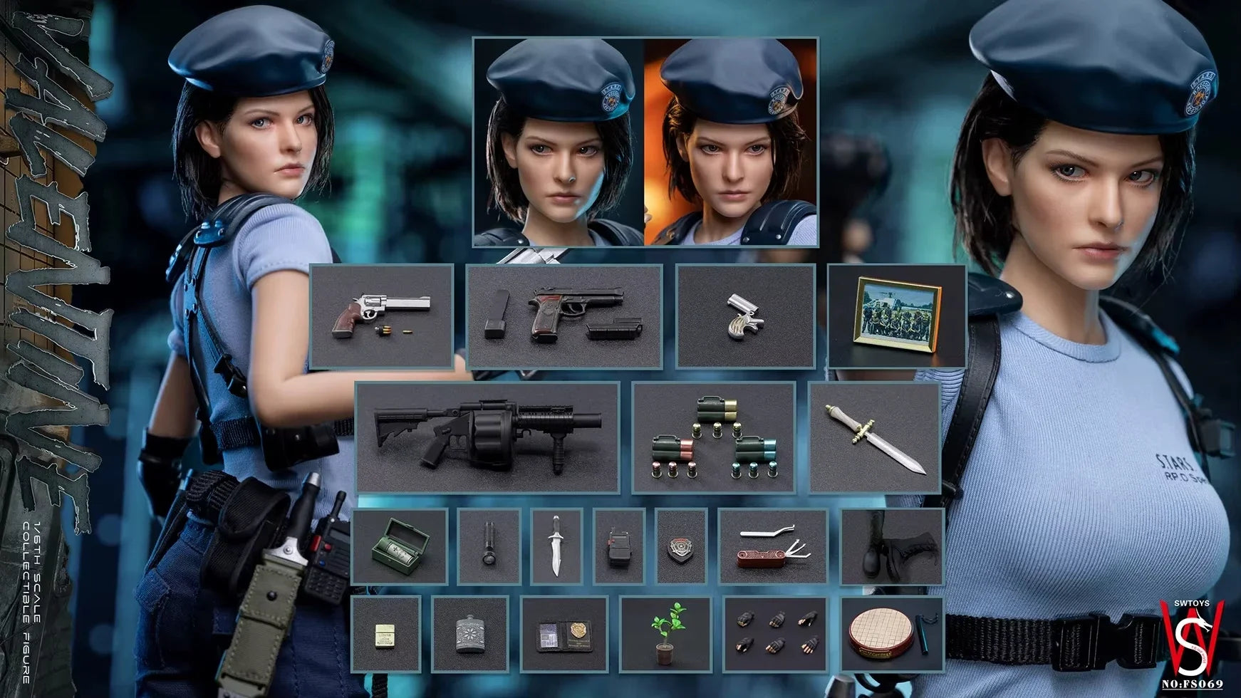 NEW Swtoys Resident Evil Jill Valentine Action Figure 1/6 FS069 Game Collectible Joint Mobile Doll Ornament Gift