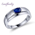 LOVERJEWELRY Men Jewelry Ring Pure 18KT White Gold Natural Sapphire Gemstone Ring Diamond Man Rings For Husband Anniversary Gift