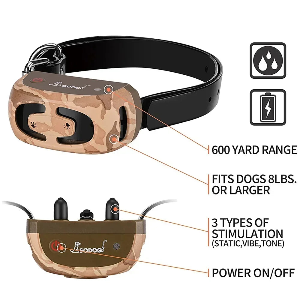 Hundeerziehungshalsband mit Bellstopper, elektronischer Fernbedienung, 600 m wasserdicht, wiederaufladbar, Hundeabwehr- und Trainingshalsband