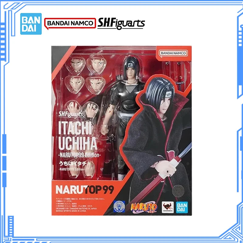 Bandai Original Naruto Modellbausatz Anime Figuren SHF Uchiha Itachi NarutoP99 Actionfiguren-Sammlung Modell für Kinderspielzeug Geschenke
