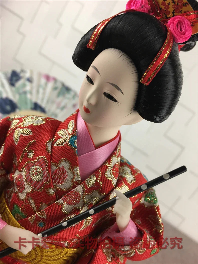 12inch Japanese Geisha Doll Statuette Sitting Figurine Japanese Kimono Kokeshi Kabuki Geisha Handicraft Ornament Birthday Gift