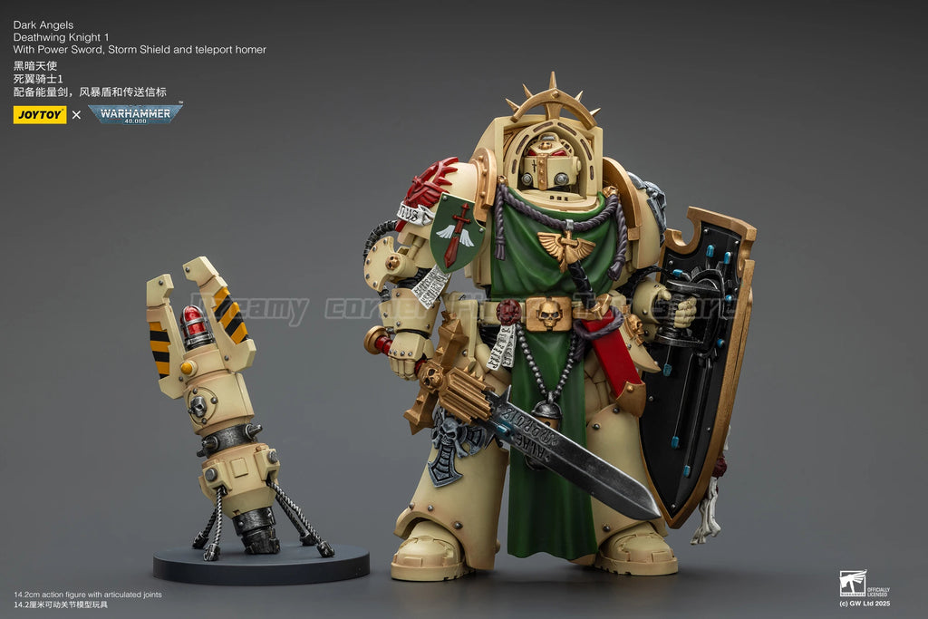 【In Stock】JOYTOY Warhammer 40K Dark Angels Deathwing Knight 1 with Power Sword Storm Shield and Teleport Homer 1/18 Action Figu