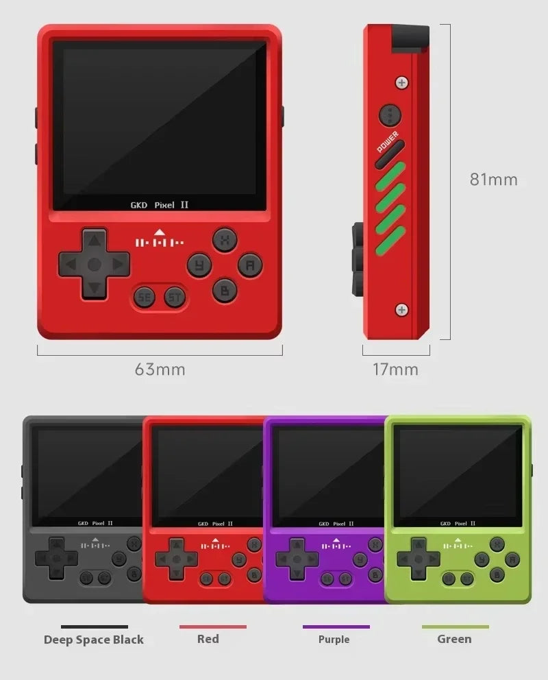 5000+ Games 2025 GKD Pixel 2 Metal Handheld Game Console 2.4" IPS 640x480 Retro PSP PSone 64GB CNC Portable Birthday Gift