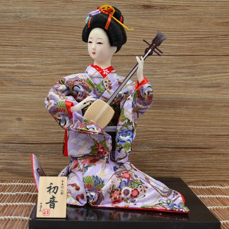 12inch Japanese Geisha Doll Statuette Sitting Figurine Japanese Kimono Kokeshi Kabuki Geisha Handicraft Ornament Birthday Gift