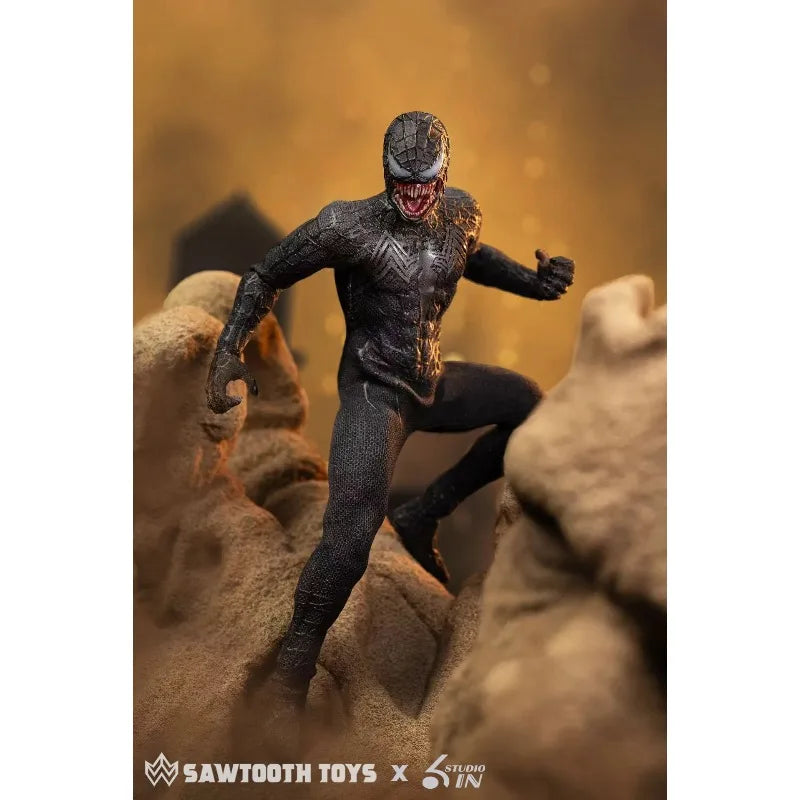 In Stock 6in & Sawtooth Toys Venom Spider-Man Symbiotic Variant 1/12 Action Figure Anime Model Trendy Toy Gift Collectibles
