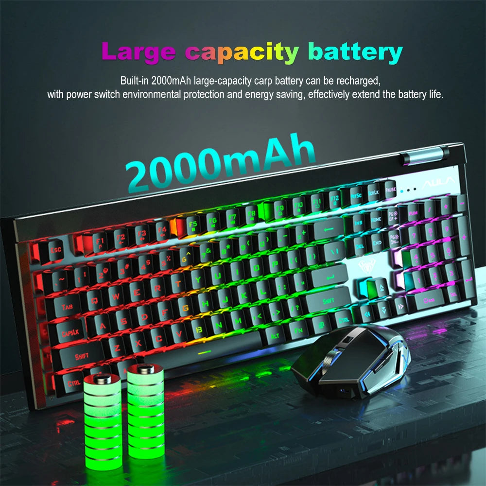 T610 Kabellose Tastatur- und Mauskombination, wiederaufladbar, für Notebook, Desktop, Büro, Heimspiele und E-Sport