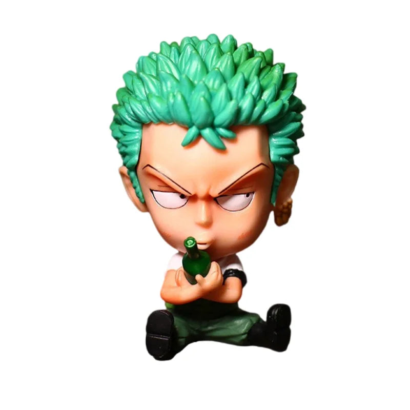 Hot 8-10cm One Piece Anime Figure Confident Smiley Luffy Roronoa Zoro Q-Version Action Figurine PVC Model Kids Toy For Christmas