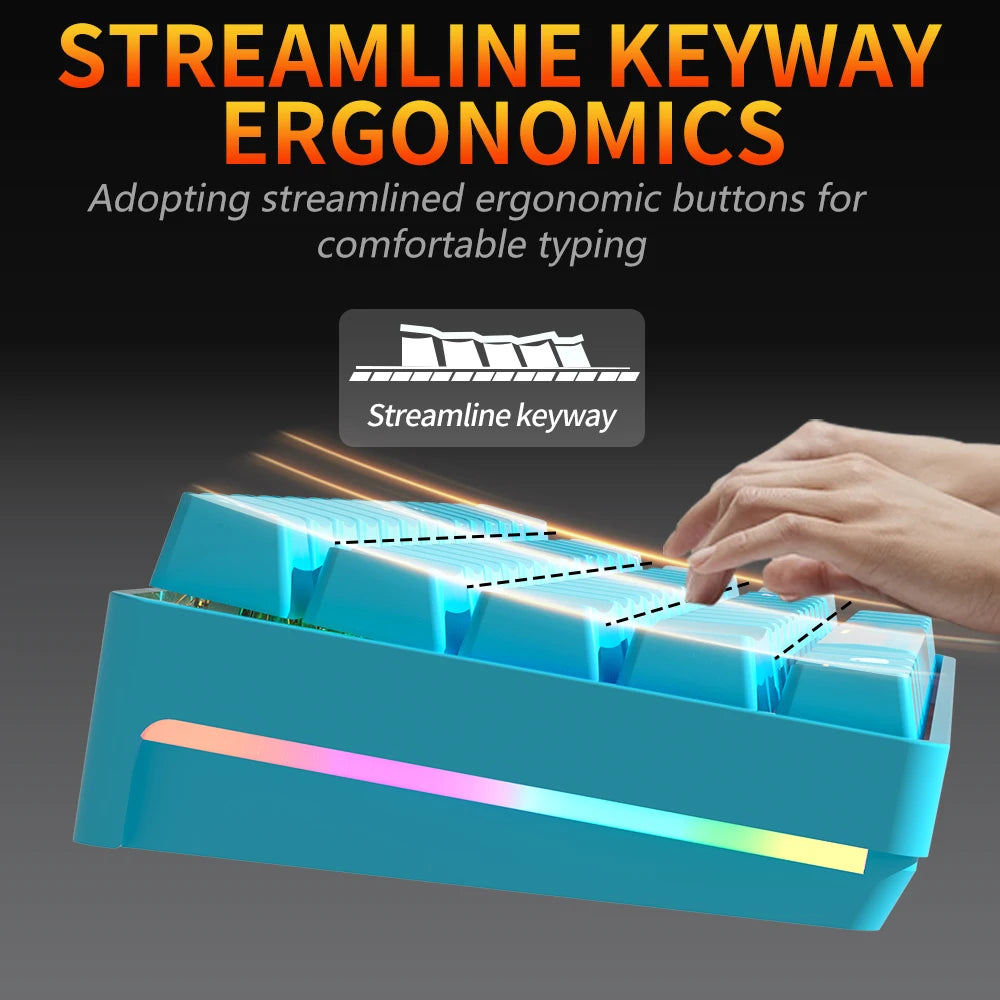 MUCAI MK61 USB Gaming Esports Mechanical Keyboard Red Switch 61 Key Wired Detachable Cable RGB Backlight Hot Swap