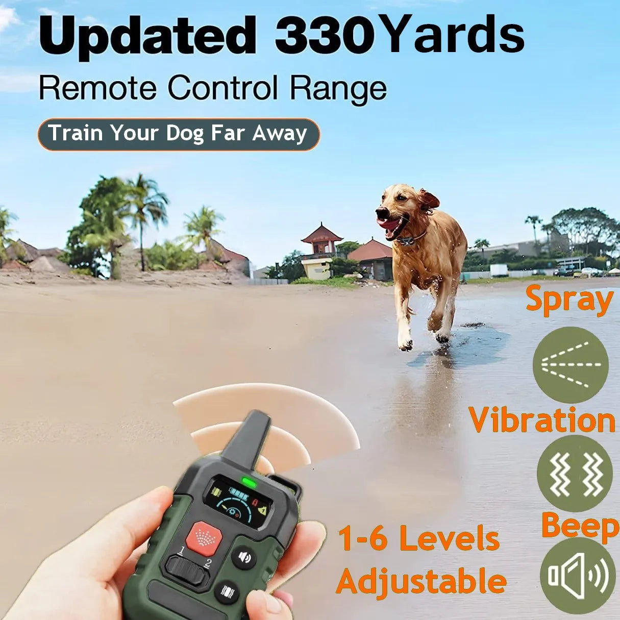 Ferngesteuertes Hundetrainingshalsband mit Sprühton und Vibrationsfunktion, 6 einstellbare Antibell-Stufen, professionelles, humanistisches Hundetrainingsgerät