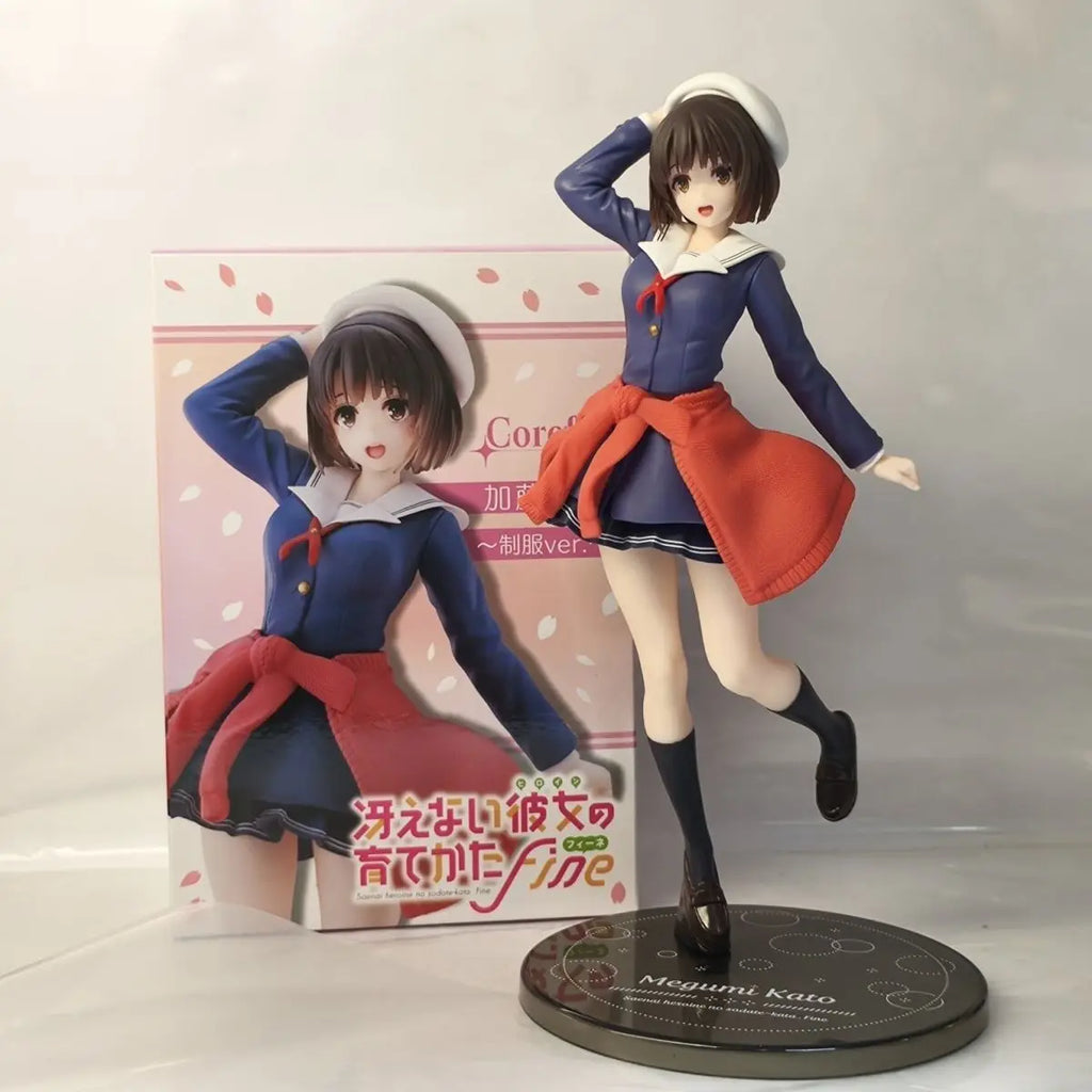 20CM Anime Saenai Heroine no Sodatekata Kato Megumi Action Figure School Uniform Dress Up Model Doll Collection Decor Toys Gifts