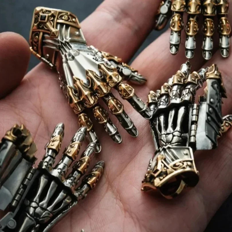 Robot Hand Charm Pendant For Men Unique  Gift Vintage Bionic Hand With Chain Movable Finger Joints Ornament