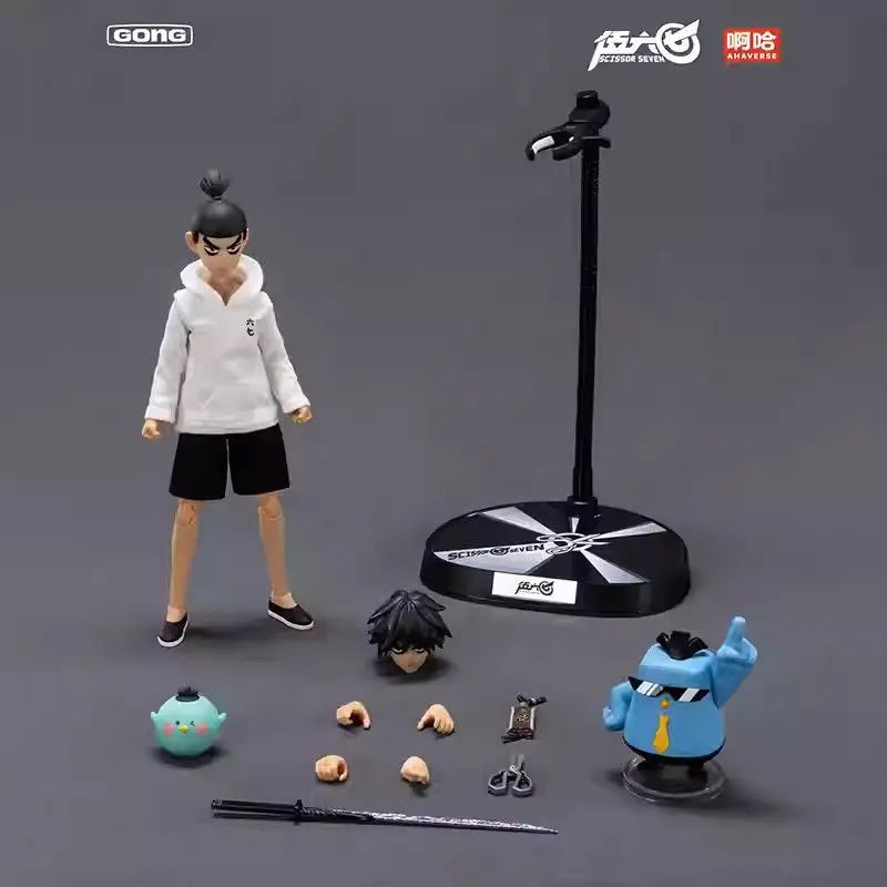 GONG STUDIO Scissor Seven Action Figure 1/8 Scale Joint Movable Doll Cloth Gown Desktop Decoration Collectible Model Toy Gift