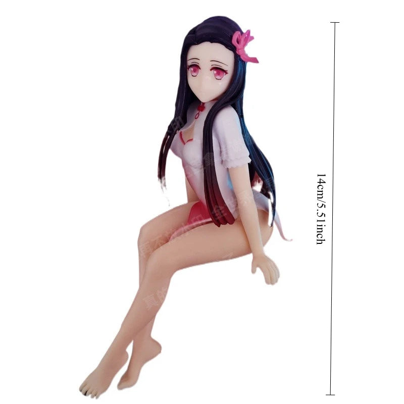 14CM Creative Peripheral Anime Demon Slayer Figure Kamado Nezuko Instant Noodle Cheongsam Girl Model Toy PVC Action Figure Gift