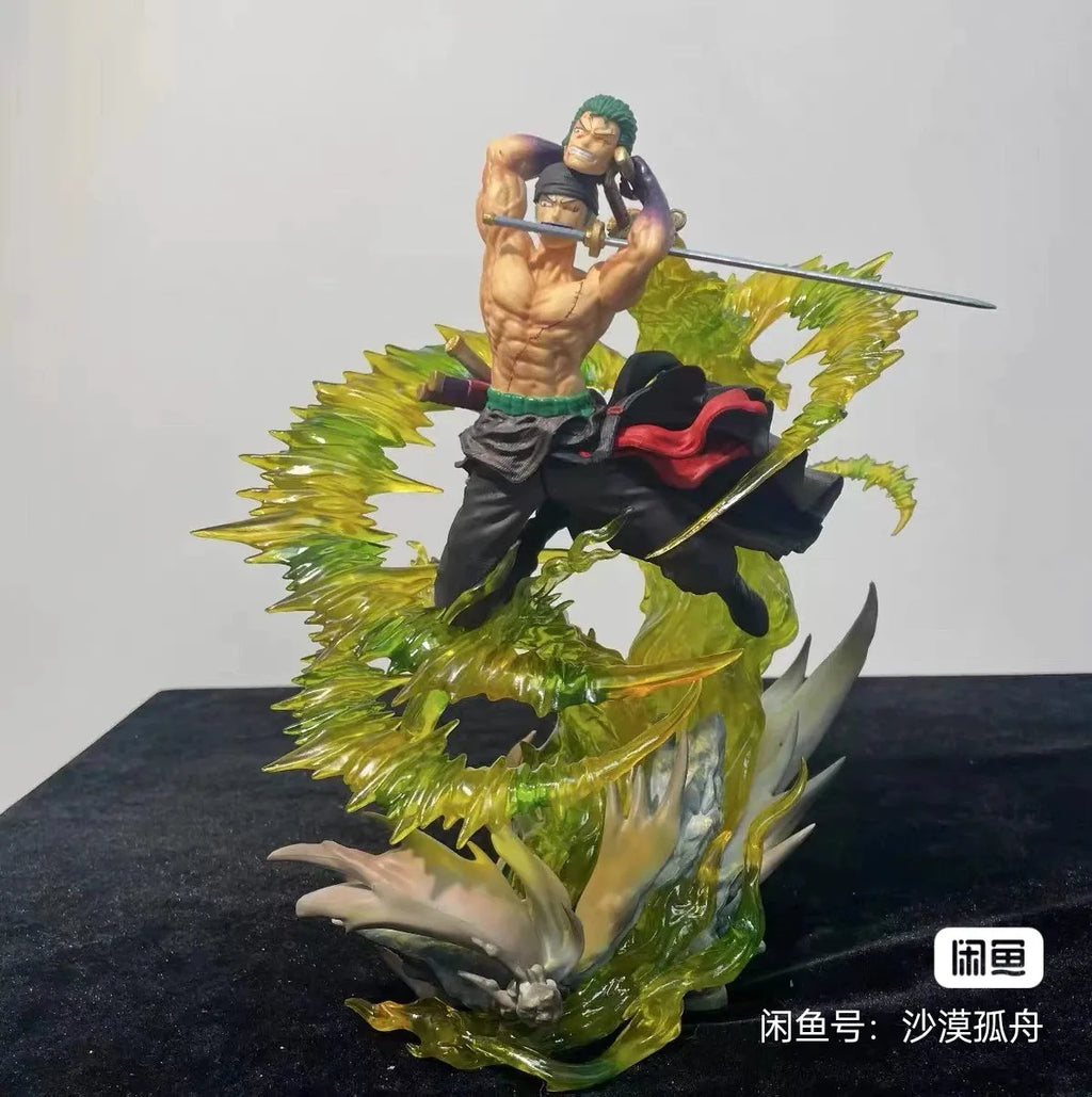 One Piece Figure Zoro 30cm Figures Roronoa Zoro Anime Figure With Light Standing Model Pvc Collect Ornament Birthday Gift Toyson