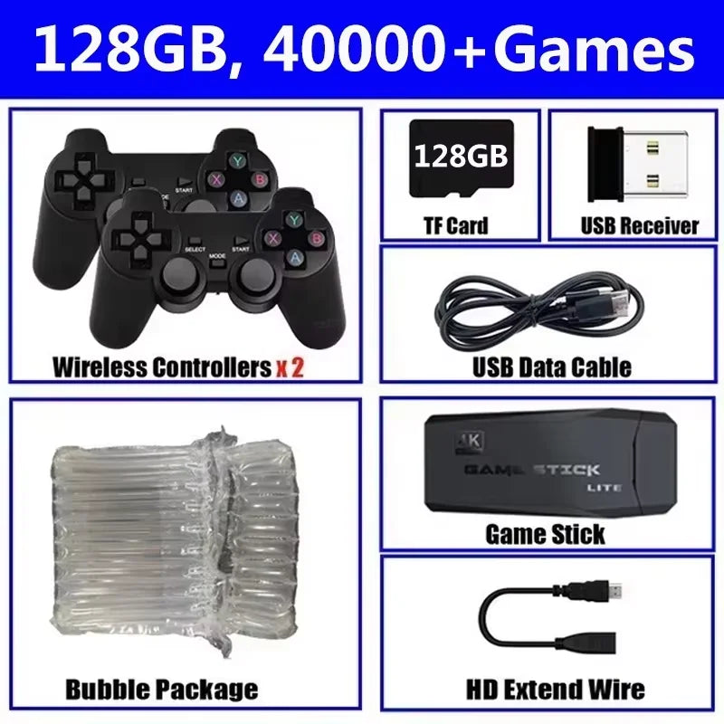4K TV Game Stick Video Game Console 64G Built-in 20000+ Games Wireless Controller Gamepad Retro Handheld Game Player
