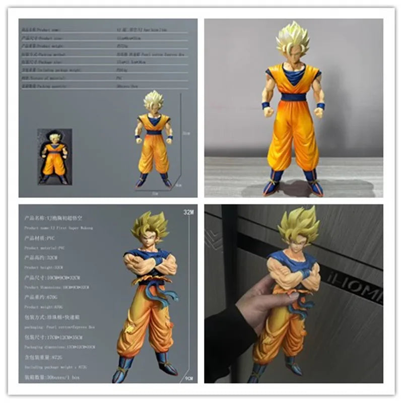 Generic Dragon Ball Super Saiyan 2 Goku Folded Arms Action Figure PVC GK Statue Desktop Decor Ornament For Anime Collectors
