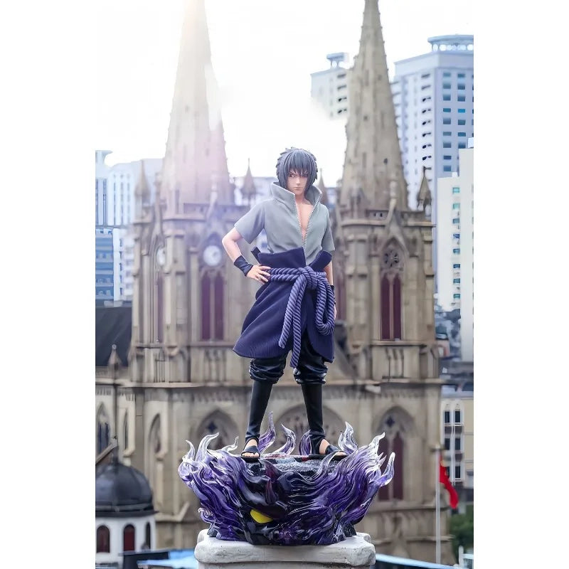 33cm Cartoon Figure Uchiha Sasuke Can Glow Two-headed Statue GK Anime Collection Model Pvc Desktop Ornaments Holiday Gifts Toy