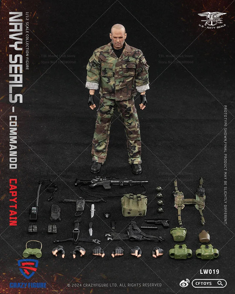 In Stock CRAZY FIGURE LW019 1/12 Scale SEAL Special Assault Team-Captain Action Figure 6'' Male Soldier Figurine Model Toy