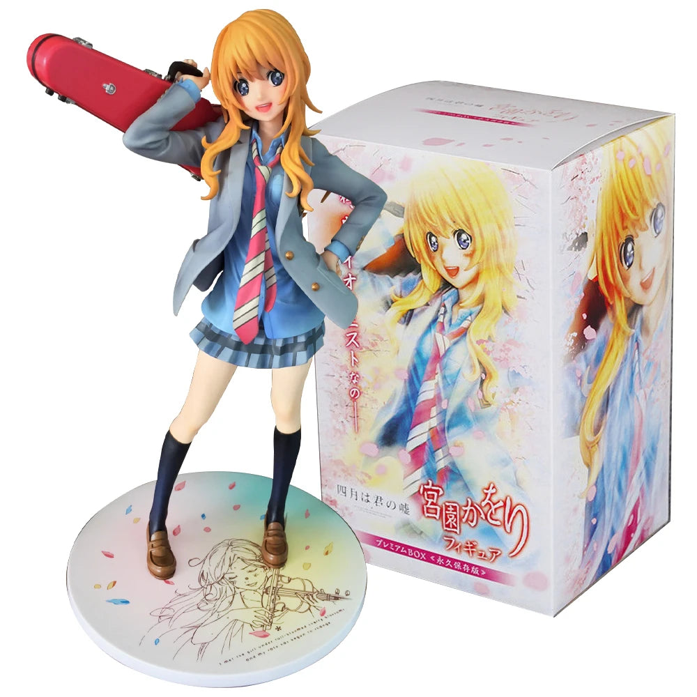 20CM Anime Shigatsu wa Kimi no Uso Miyazono Kaori Figure 1/8 Model School Dniform Dress Up Toy Gift Collection Action Figure PVC