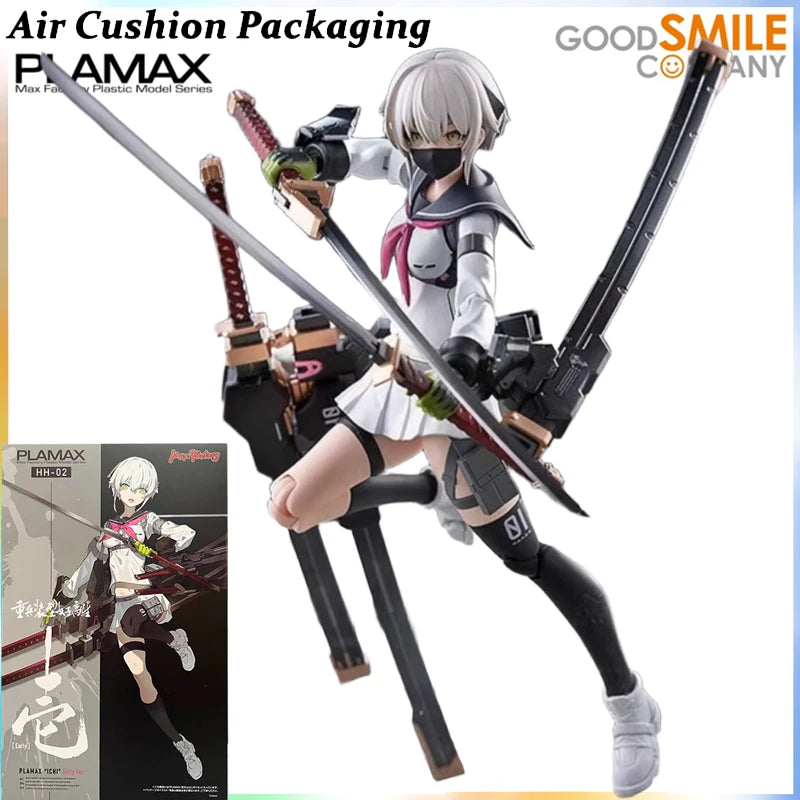 GSC Genuine PLAMAX Series Heavily Armed Girl Student I Early Mecha Girl Xi-III Samurai Ninja Action Figures Model Toys Gifts