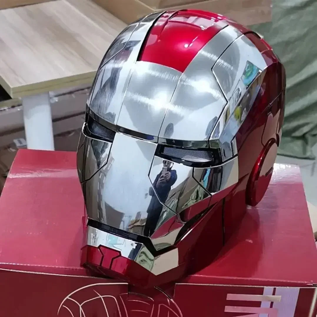 Marvel 1/1 Iron Man Autoking MK5 MK50 Helmet Remote Voice Control Ironman Automatic Helmet Mask With Led Light Figure Boys Gifts
