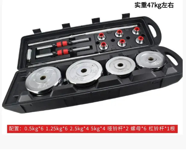 Custom Logo 50 Kg Lbs Cast Iron Free Weight Adjustable Dumbbell Set Electroplate Barbell and Dumbbell Sales for Weight Lifting