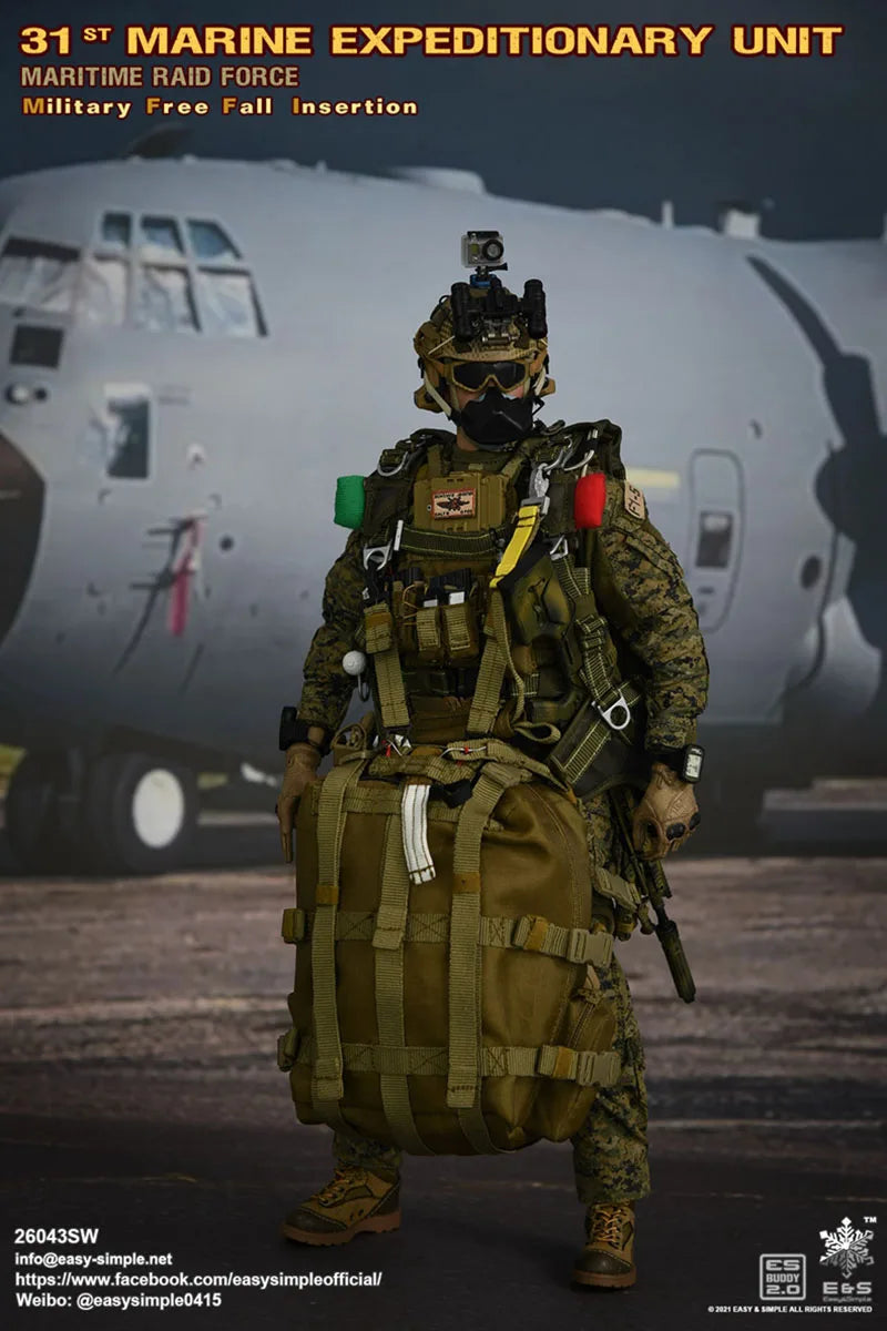 Easy&Simple Es 26043S 1/6 Soldier Marines Free Fall Parachuting Soldier 12Inch Action Figure Full Set Model Toys