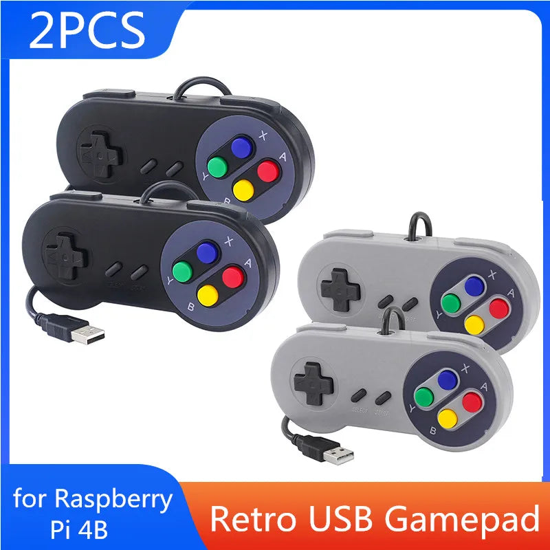 2 Stück USB-Gamepad Retro-Gaming-Joystick, kabelgebundener Controller für PC, NESPi, RetroPie, Spielsteuerung für Raspberry Pi 4 B