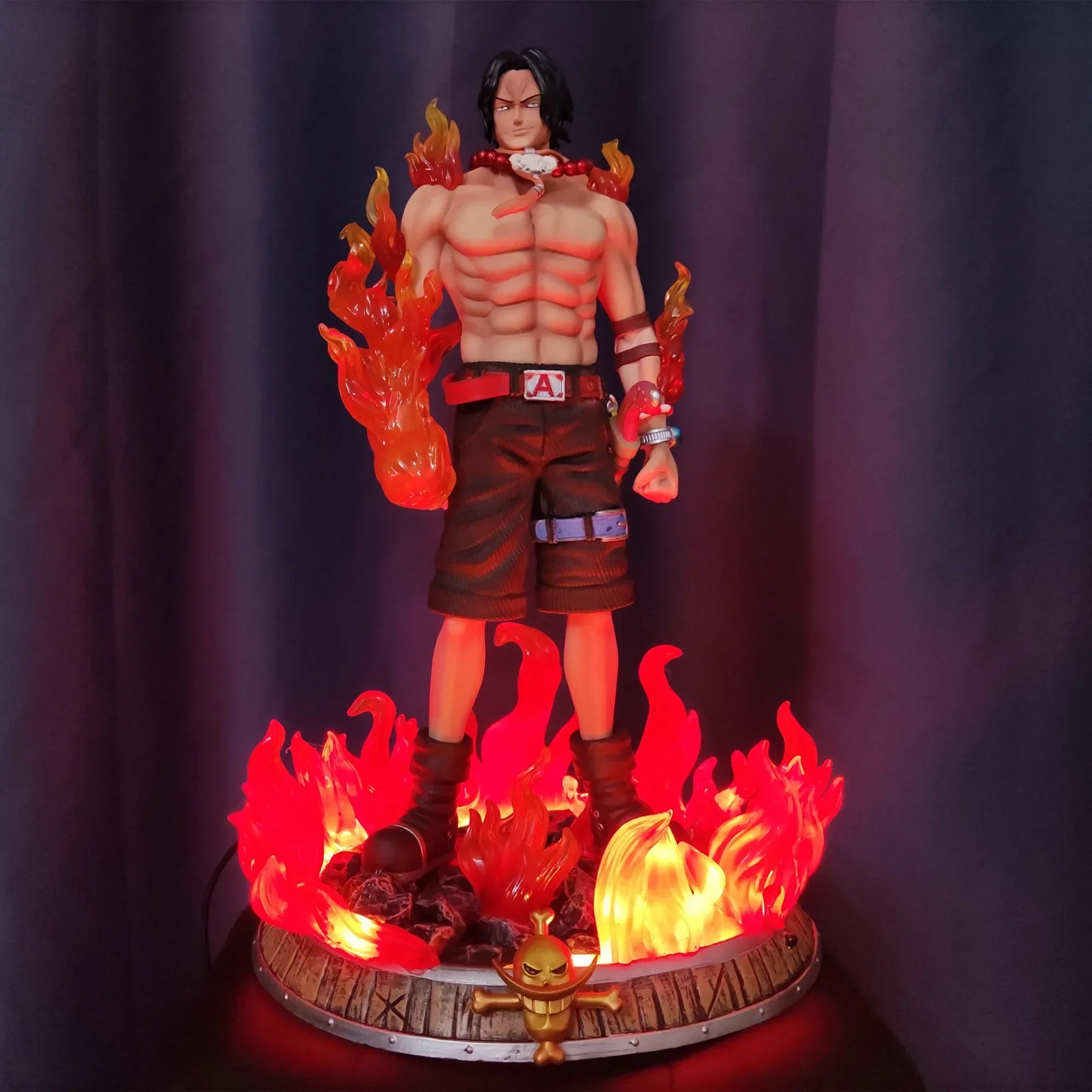 Large LED light One Piece ACE Luffy Zoro Sanji action figure PVC Collection model home decoration decor birthday christmas gift