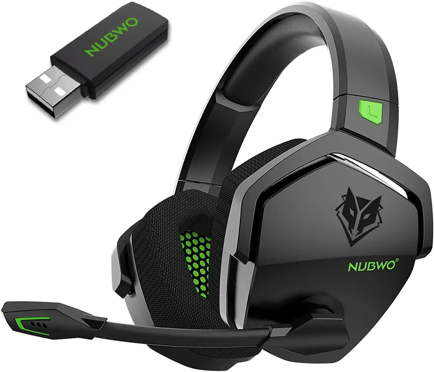 NUBWO G06 Двойни безжични геймърски слушалки с микрофон за PS5, PS4, PC, мобилни устройства, Switch, 2.4GHz Bluetooth 5.3 геймърски слушалки