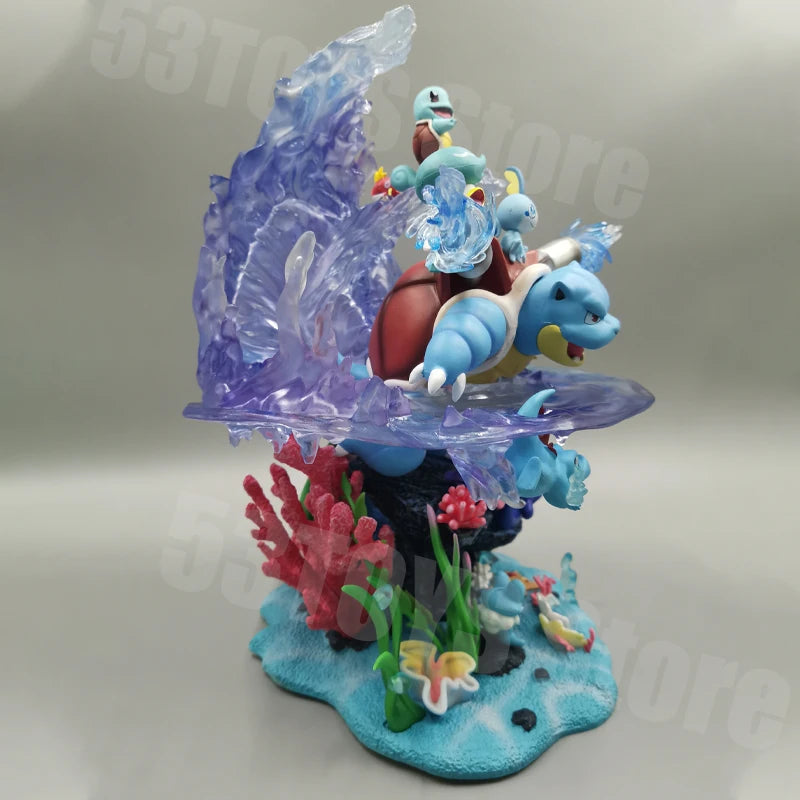 33cm Anime Pokemeon Charizard Family Figure Bucket Ocean Blastoise Valley Collectible Action Model Holiday Gifts Children Toys