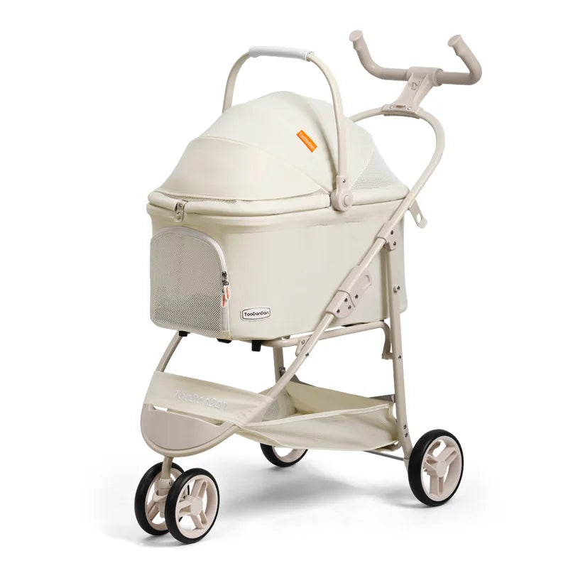 Leichter, faltbarer Haustierbuggy mit abnehmbarer Transportbox für Hunde und Katzen, geeignet für kleine und mittelgroße Haustiere, ideal für Reisen und Spaziergänge im Freien