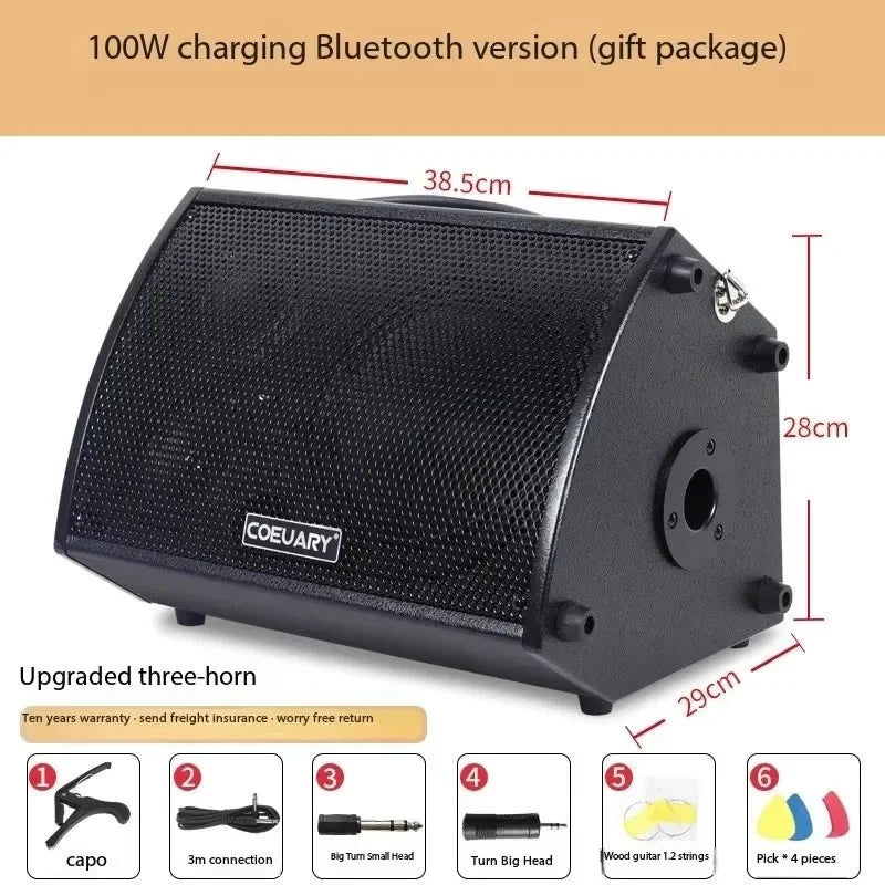 100W High Power Portable Caixa De Som Bluetooth Speaker Electric Guitar Amplifier Outdoor Playing And Singing Bass Subwoofer AUX