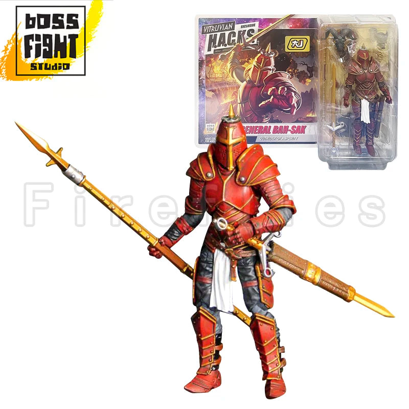 1/18 3.75inches Boss Fight Studio Action Figure Vitruvian H.A.C.K.S Series General Bah-sak Red Knight Toy